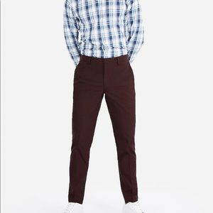 Extra Slim Burgundy Cotton Blend Stretch Suit Pant